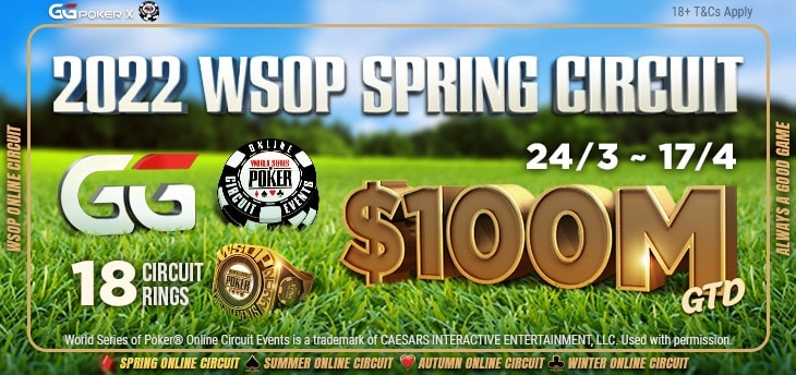GGPoker ogłasza WSOP Spring Online Circuit z gwarantowaną pulą $100 mln